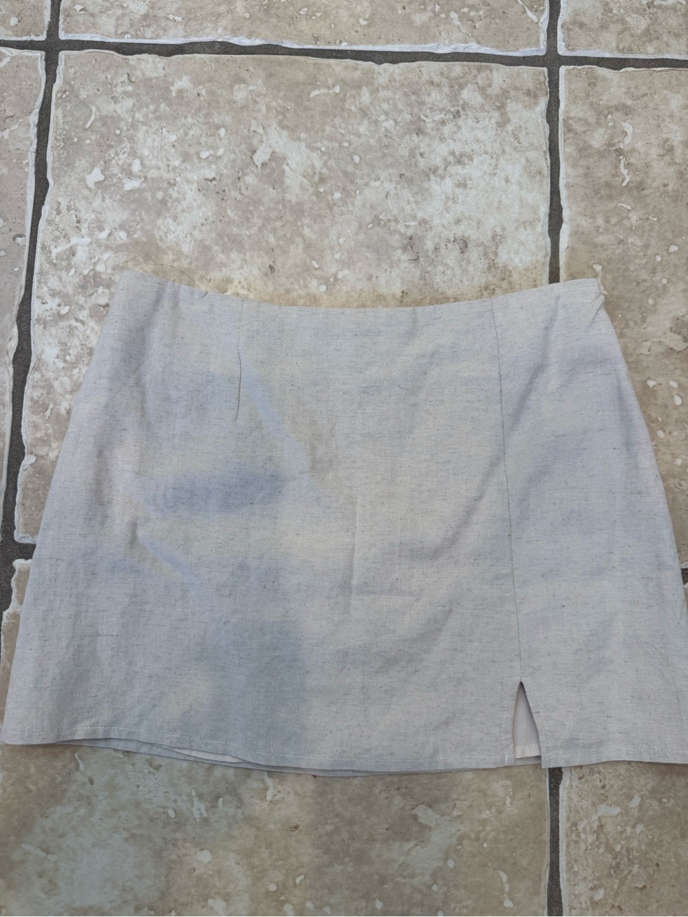 Light Gray Mini Skirt with Front Slit